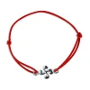 Bracelet croix basque argent sur élastique rouge
