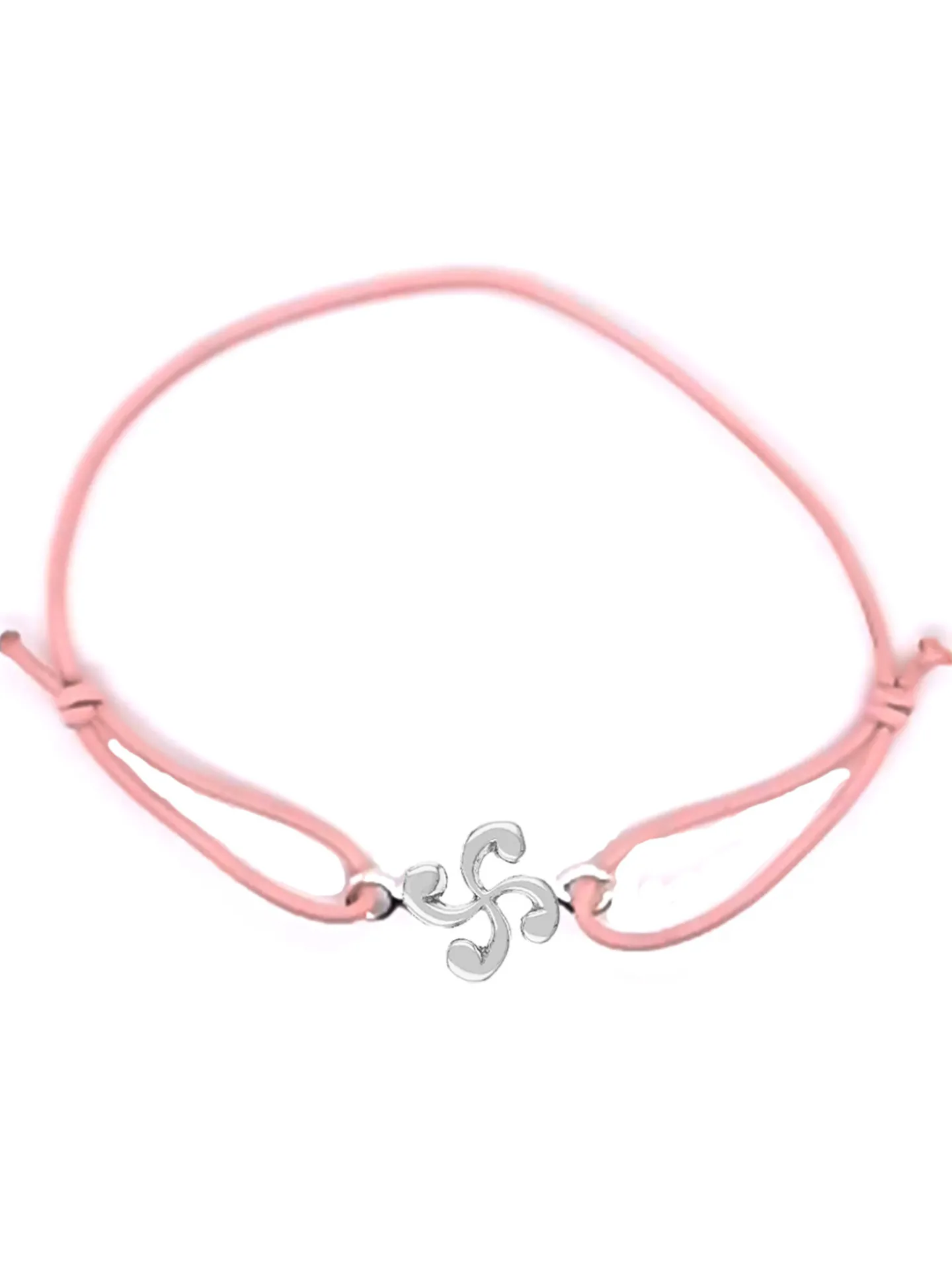 Bracelet croix basque argent sur élastique rose