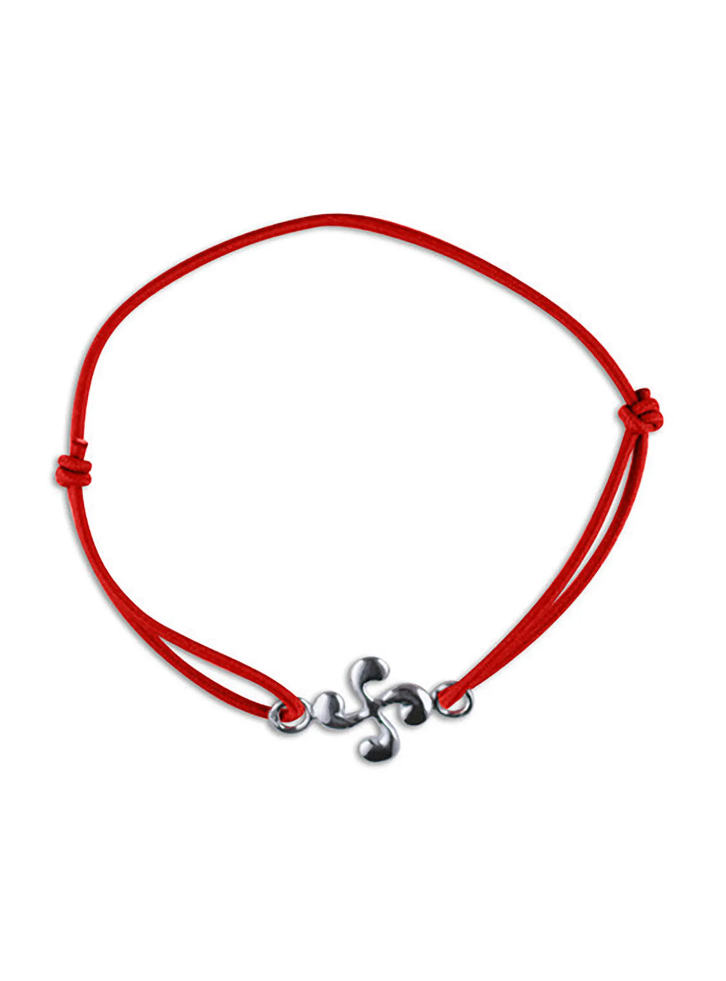 Bracelet croix basque argent sur élastique rouge