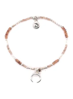 Bracelet Doriane Elastiqué, Croissant Arg et perles