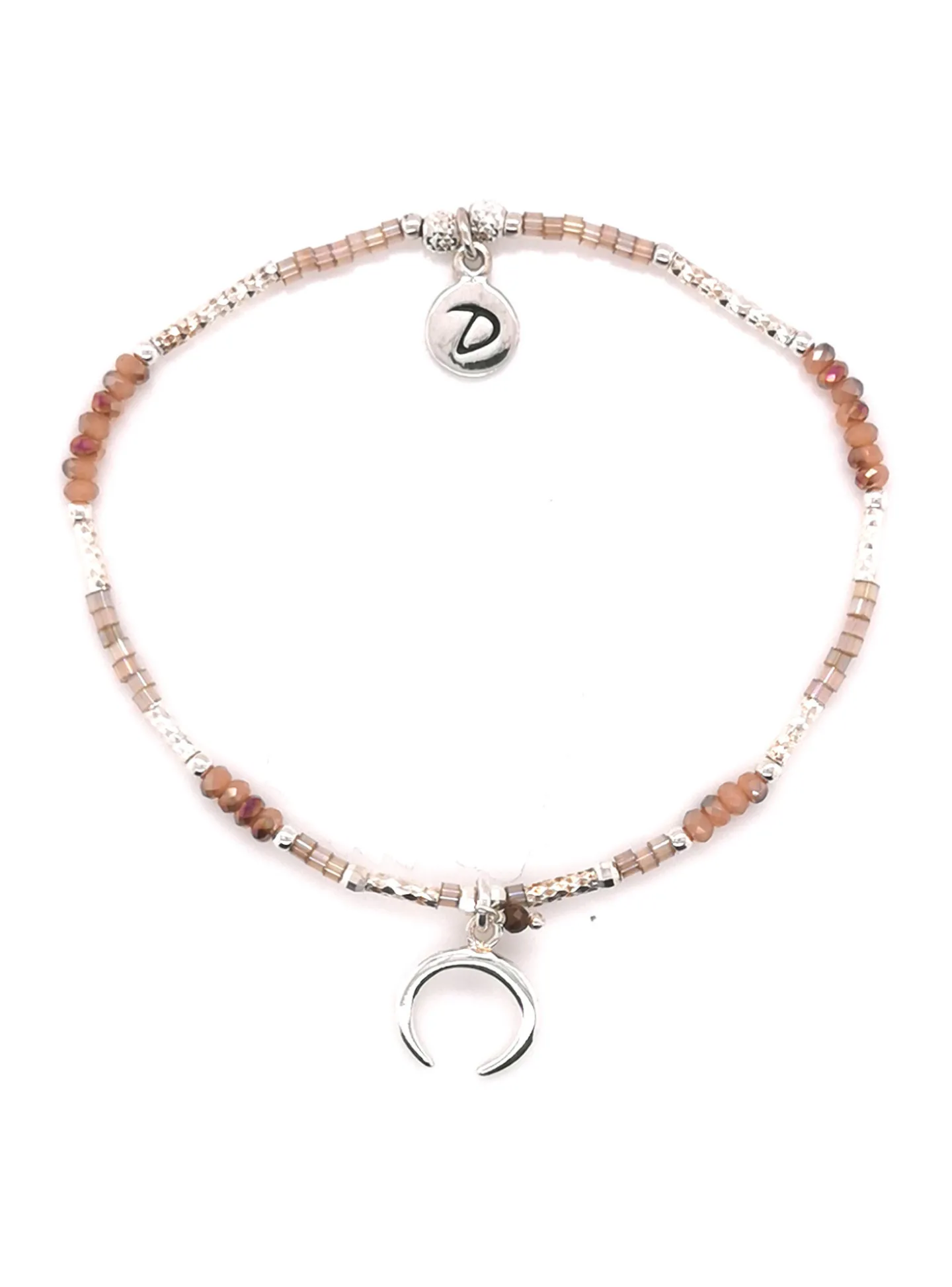 Bracelet Doriane Elastiqué, Croissant Arg et perles