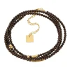 Bracelet double Zag Bijoux Zoly acier doré onyx noir