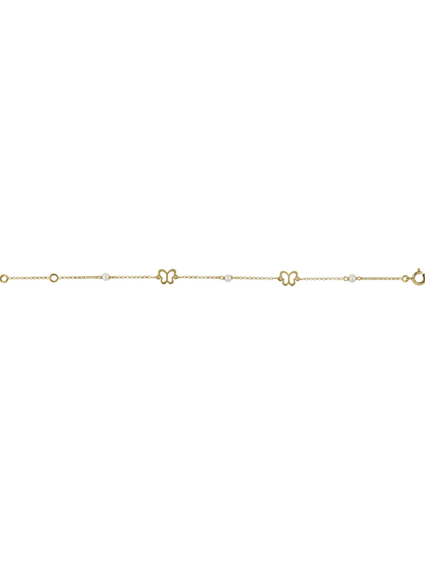 Bracelet enfant perles de culture papillons or