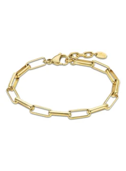 Bracelet femme LOTUS maille forçat acier doré