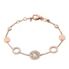 Bracelet Fossil disques acier rose empierrés