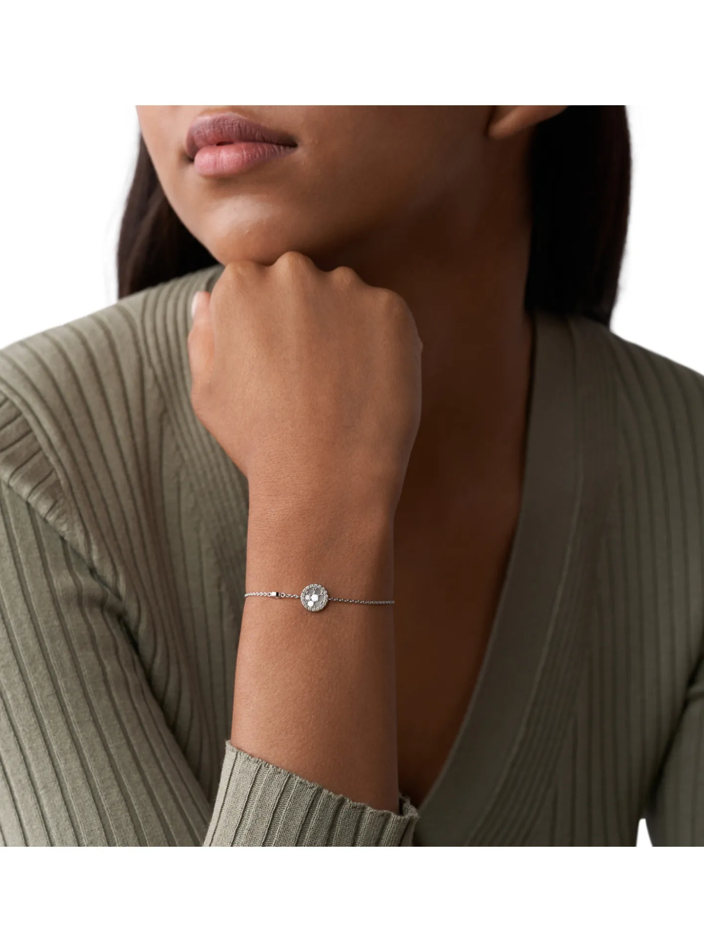 Bracelet Fossil Elliott argent nacre et oxydes
