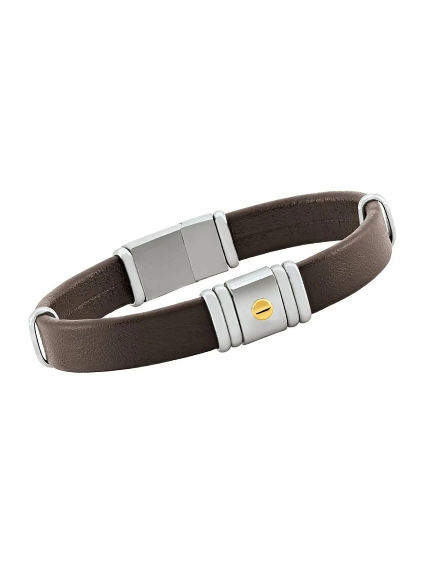 Bracelet homma Jourdan cuir synthétique marron acier