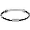 Bracelet homme acier cuir tressé et plaque