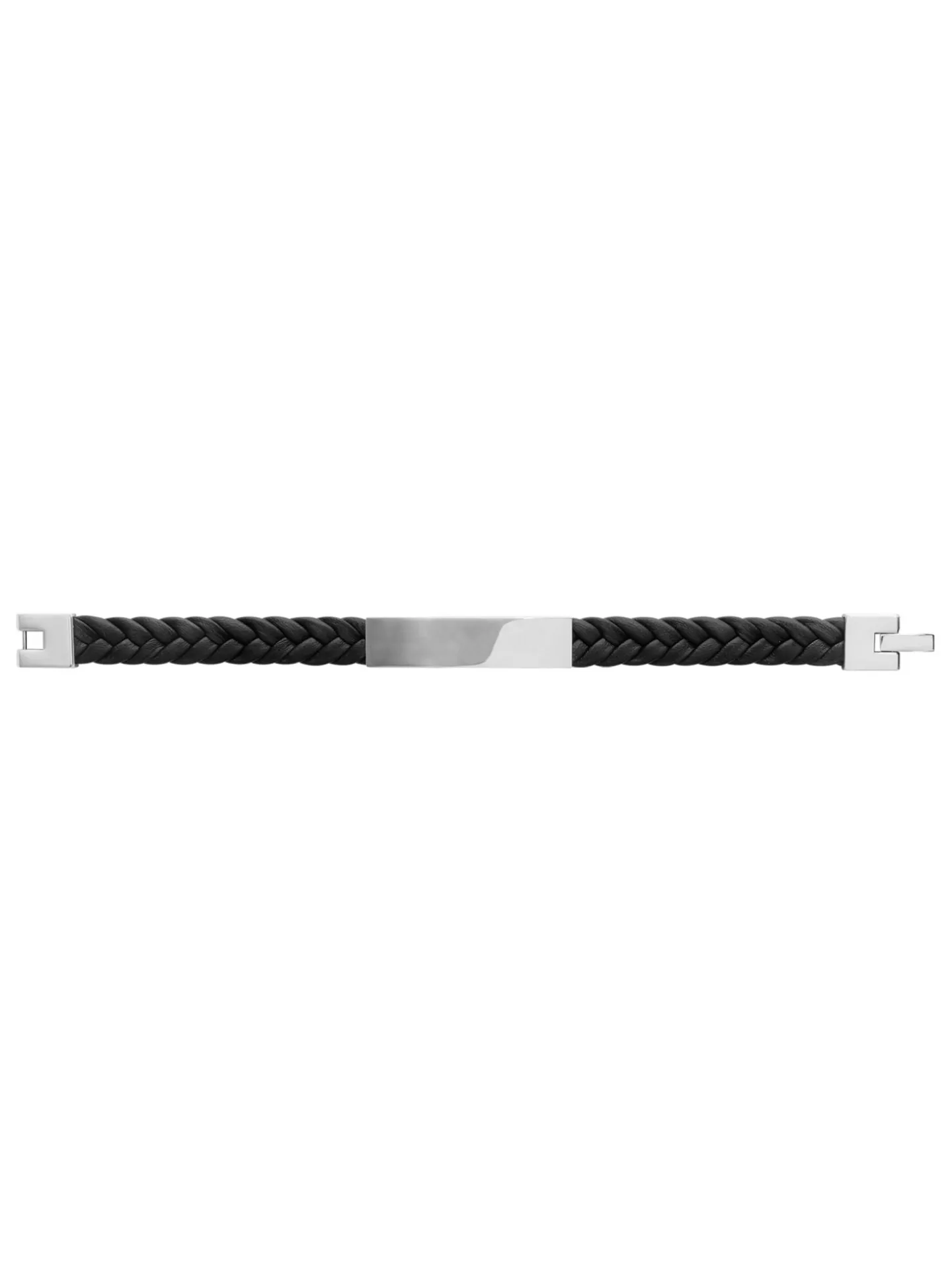 Bracelet homme Brillaxis acier cuir noir