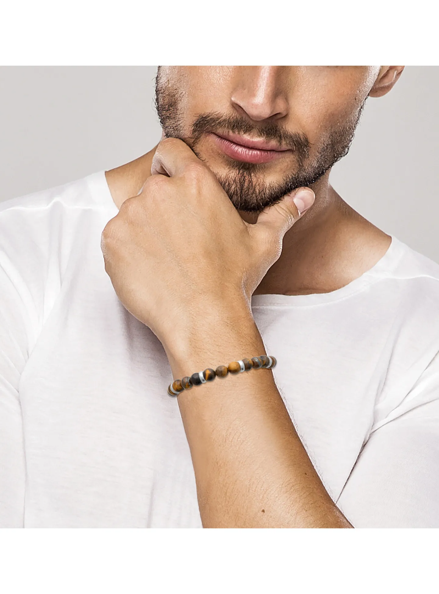Bracelet homme Brillaxis perles oeil de tigre