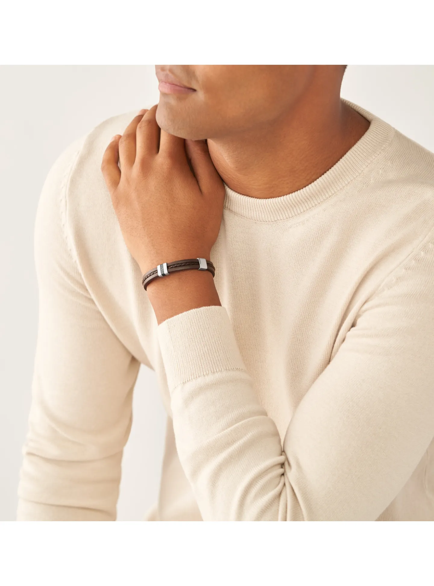Bracelet homme Fossil cuir brun