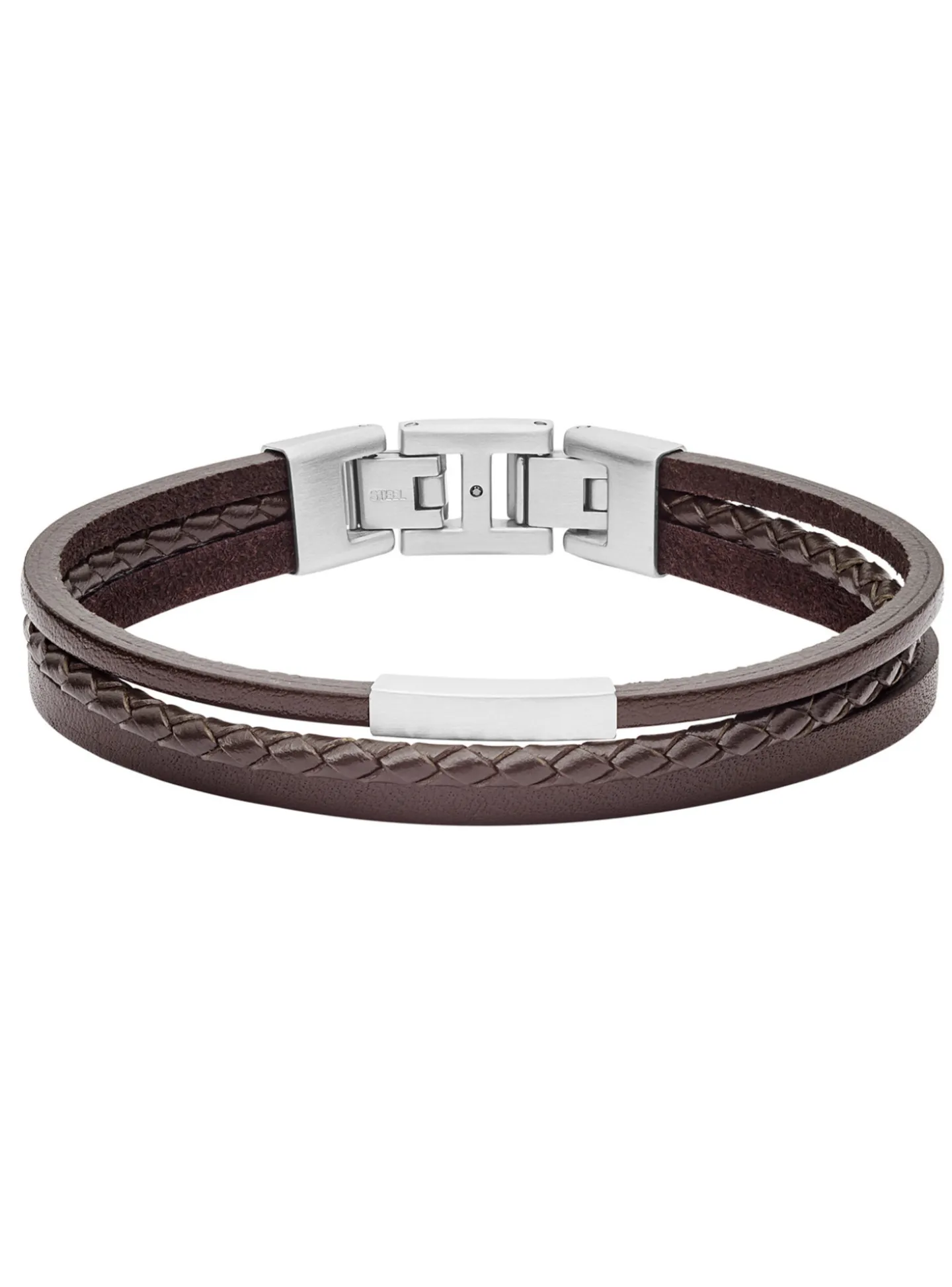 Bracelet homme Fossil triple rang marron