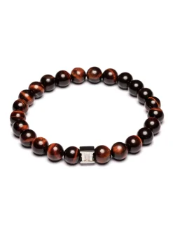 Bracelet homme Gemini oeil de tigre bordeaux L
