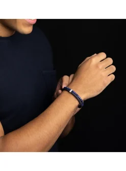 Bracelet homme Gemini sodalite/cuir bleu M/L