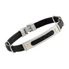 Bracelet homme Jourdan acier cuir noir tressé