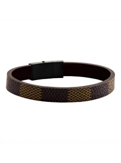 Bracelet homme Jourdan Chicago cuir bicolore acier n_x005f_x000D_oir