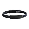 Bracelet homme Jourdan Côme_x005f_x000D_acier noir et cuir bleu