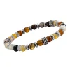 Bracelet homme Jourdan Lewis agate café acier