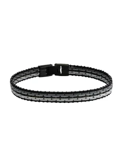 Bracelet homme Jourdan Orion_x005f_x000D_acier noir et gris