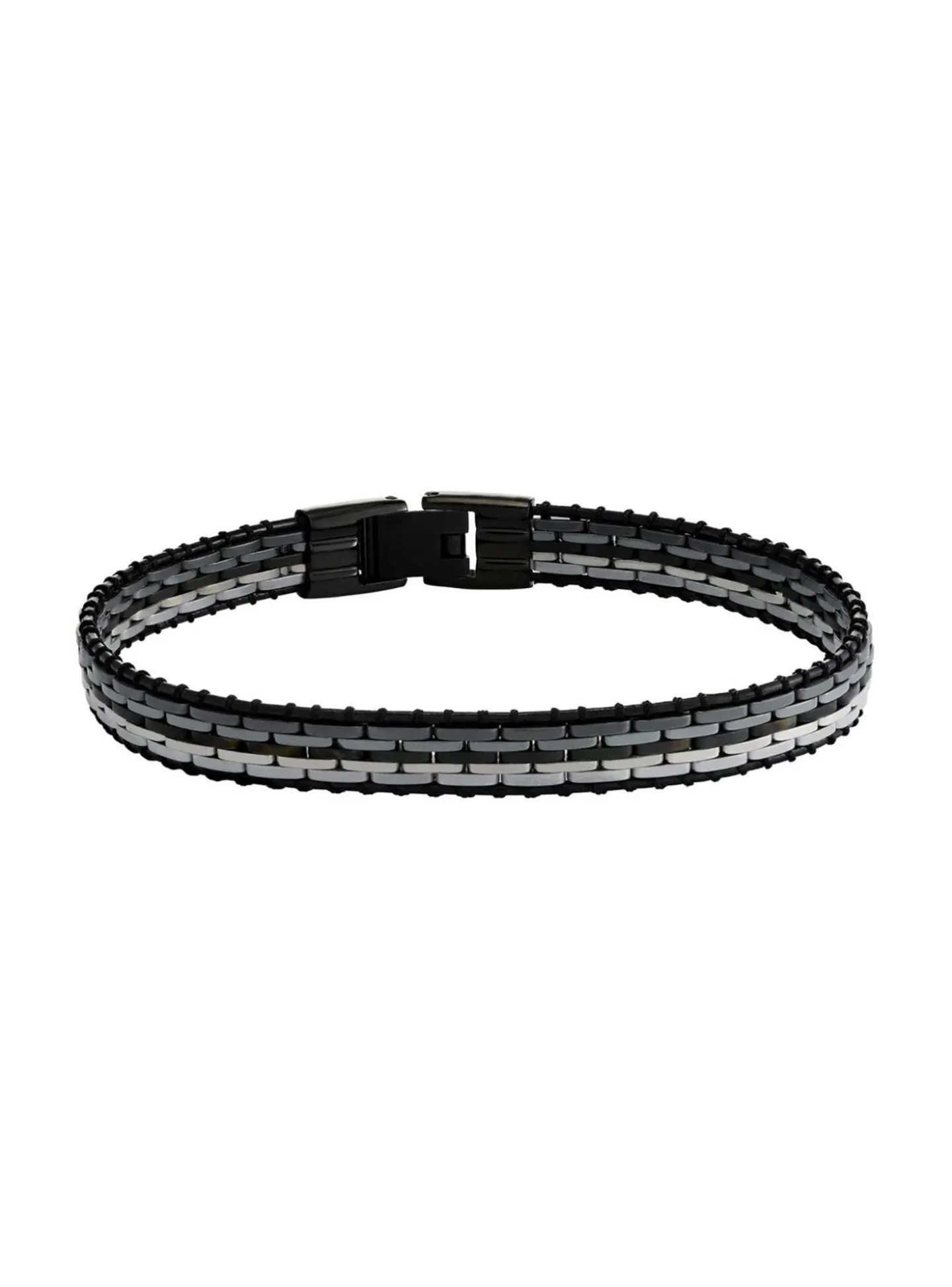 Bracelet homme Jourdan Orion_x005f_x000D_acier noir et gris