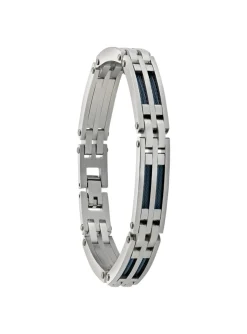 Bracelet homme Jourdan Priam acier et câble bleu