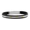 Bracelet homme Jourdan Trior cuir bleu acier vis or
