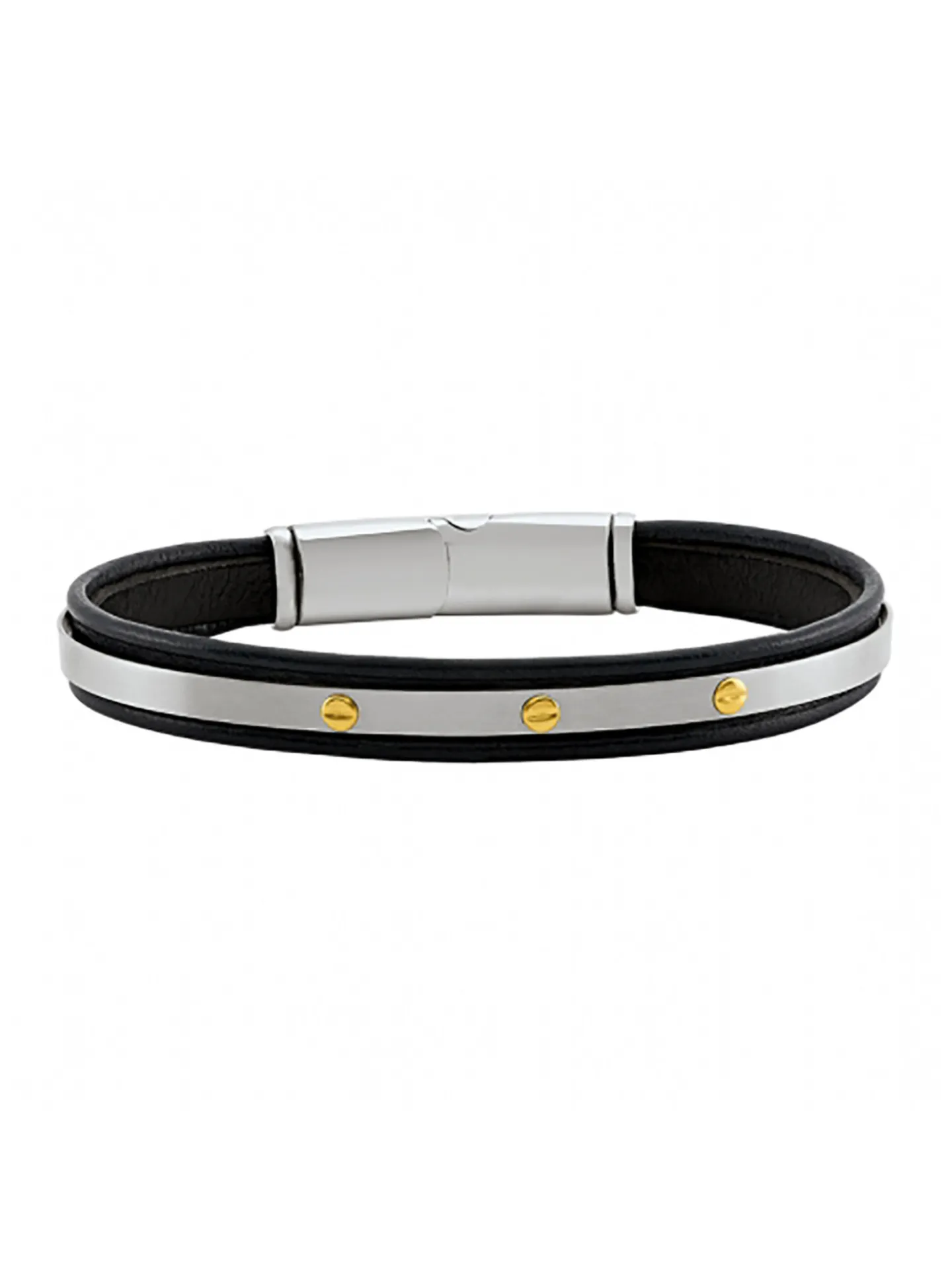 Bracelet homme Jourdan Trior cuir bleu acier vis or