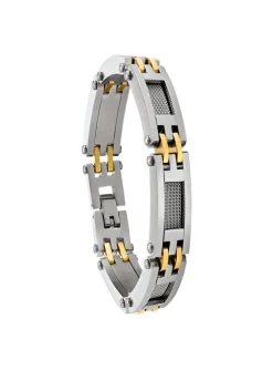 Bracelet homme Jourdan Zéphir acier blanc et doré