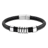 Bracelet homme Lotus acier cuir noir
