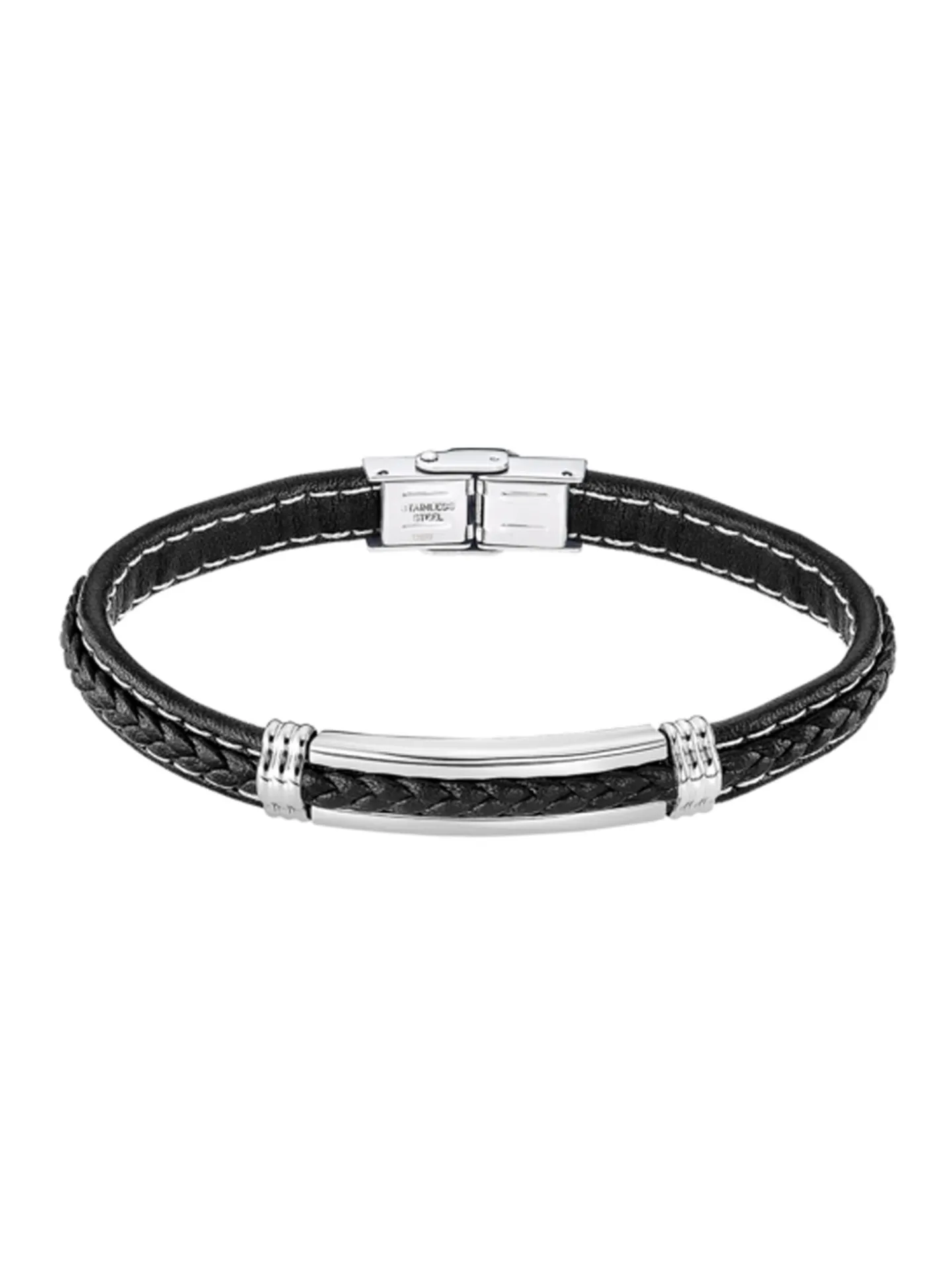 Bracelet Homme Lotus Style cuir et acier