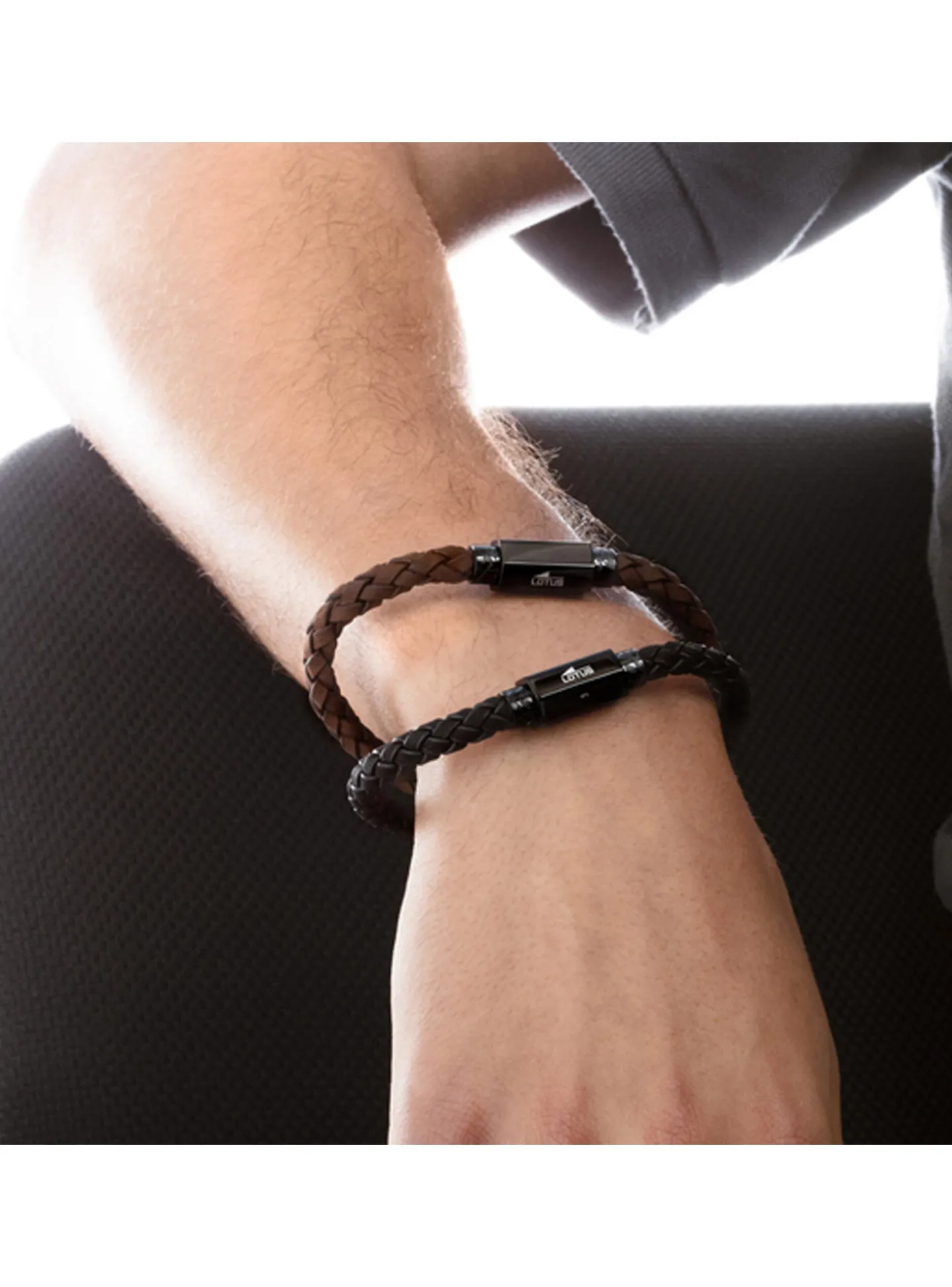 Bracelet homme Lotus Style Urban Man cuir marron