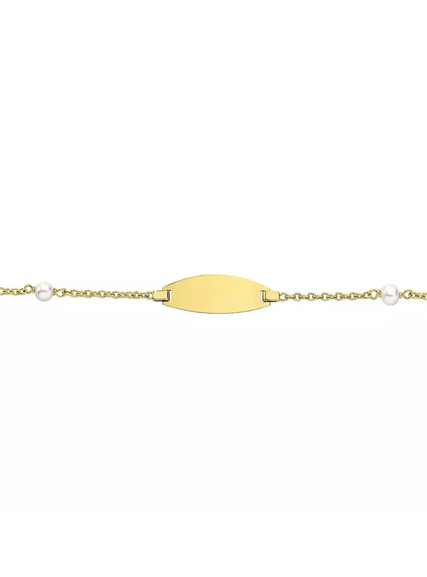 Bracelet identité bébé or jaune 18 carats 2 perles