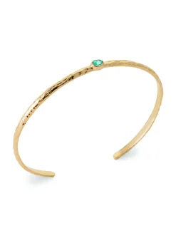 Bracelet jonc Brillaxis pierre bleue plaqué or