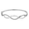 Bracelet jonc Lotus Silver motif vague empierré