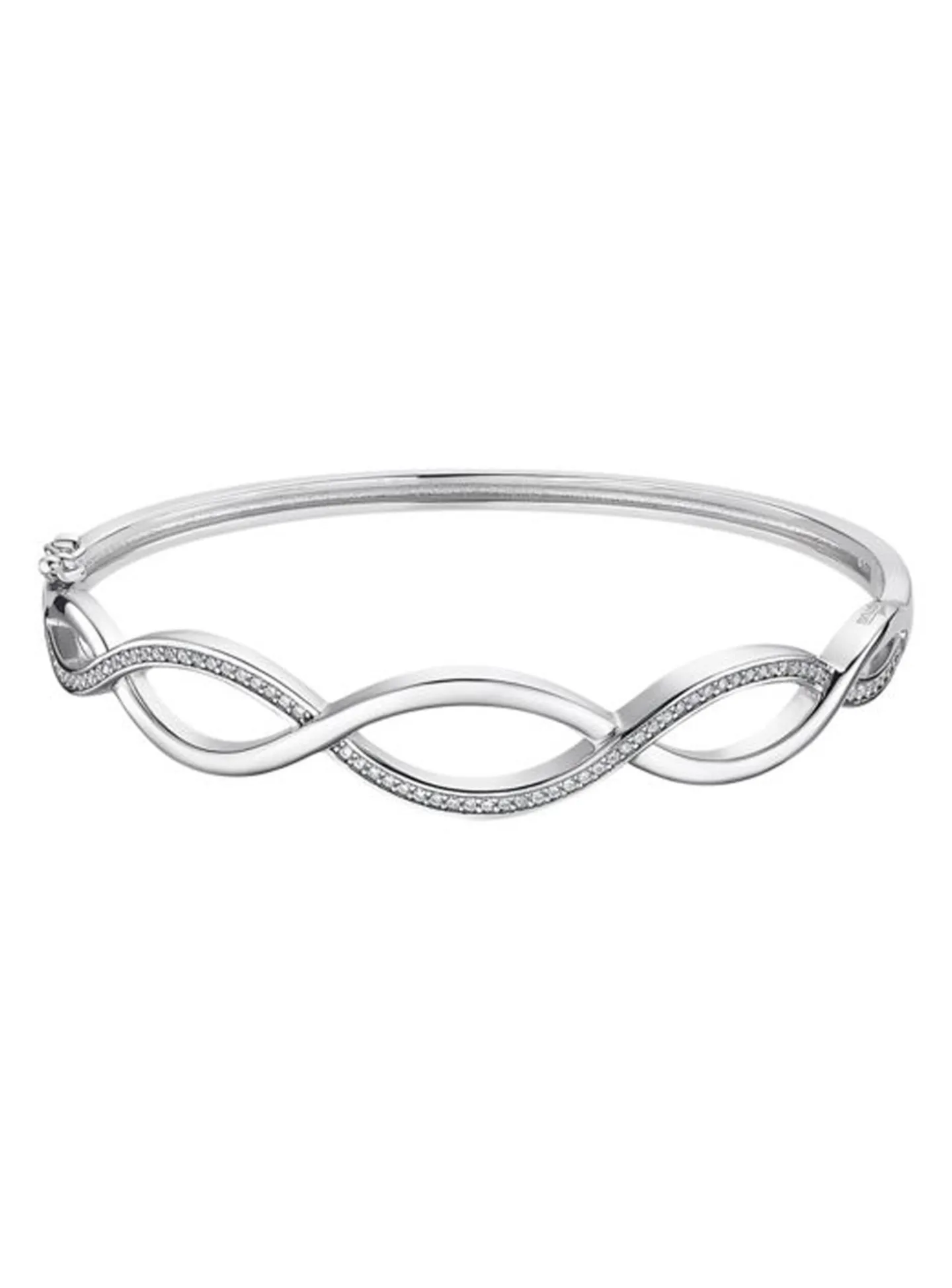 Bracelet jonc Lotus Silver motif vague empierré