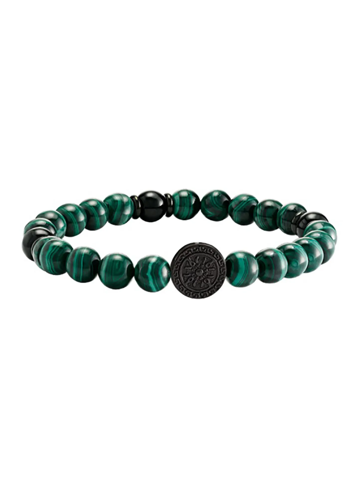 Bracelet Jouradan élastique perles malachite acier_x005f_x000D_collection Yasur