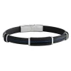 Bracelet Jourdan Aslan Caoutchou noir et acier bleu