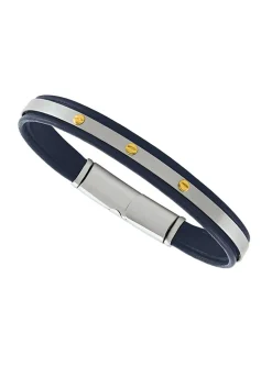 Bracelet Jourdan cuir acier et vis or