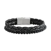 Bracelet Jourdan double rang pierre de lave_x005f_x000D_et cuir tressé noir Magmo