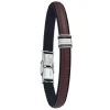 Bracelet Jourdan Gois cuir marron acier or