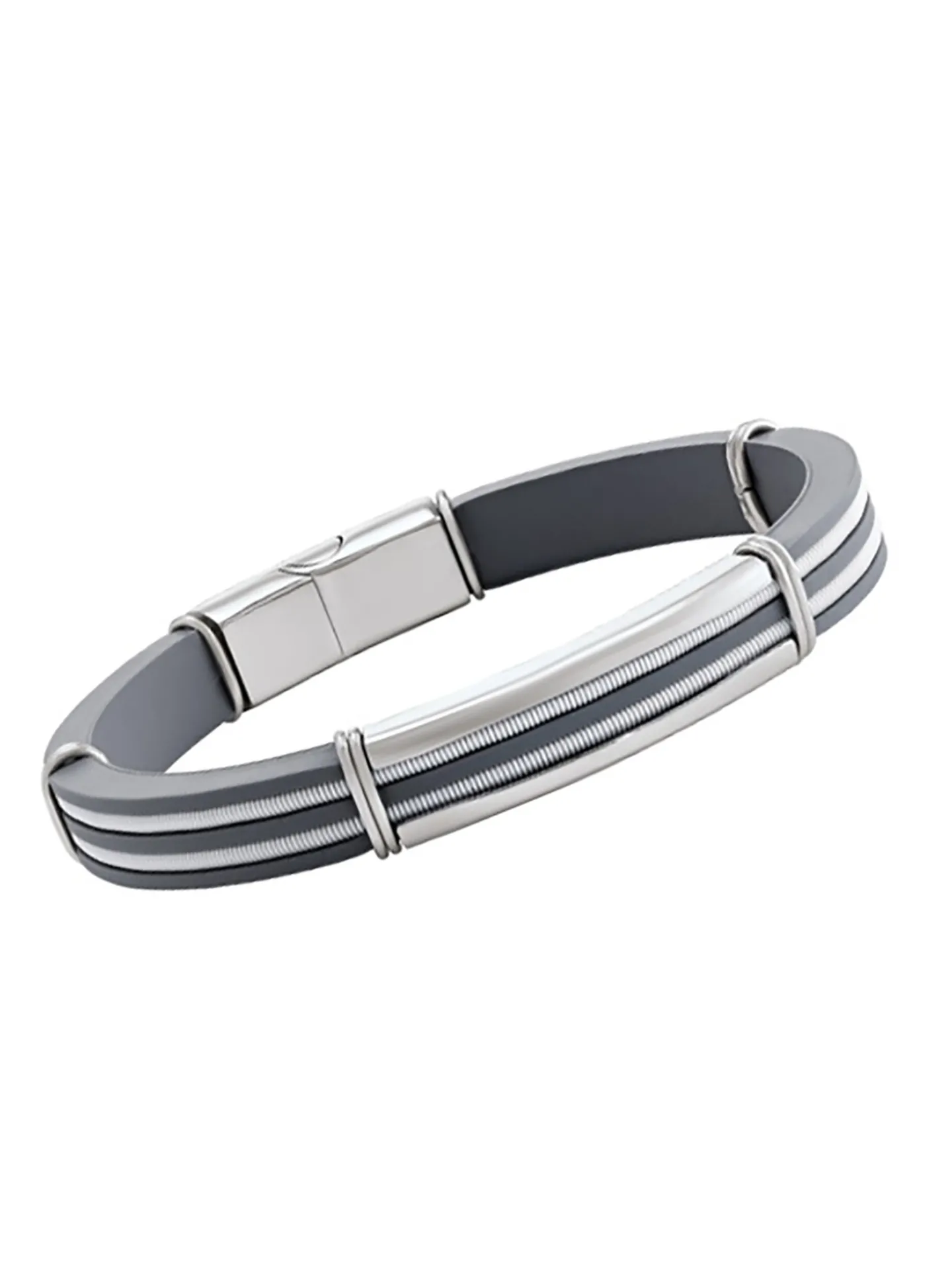 Bracelet Jourdan Rowann Acier Caoutchouc gris