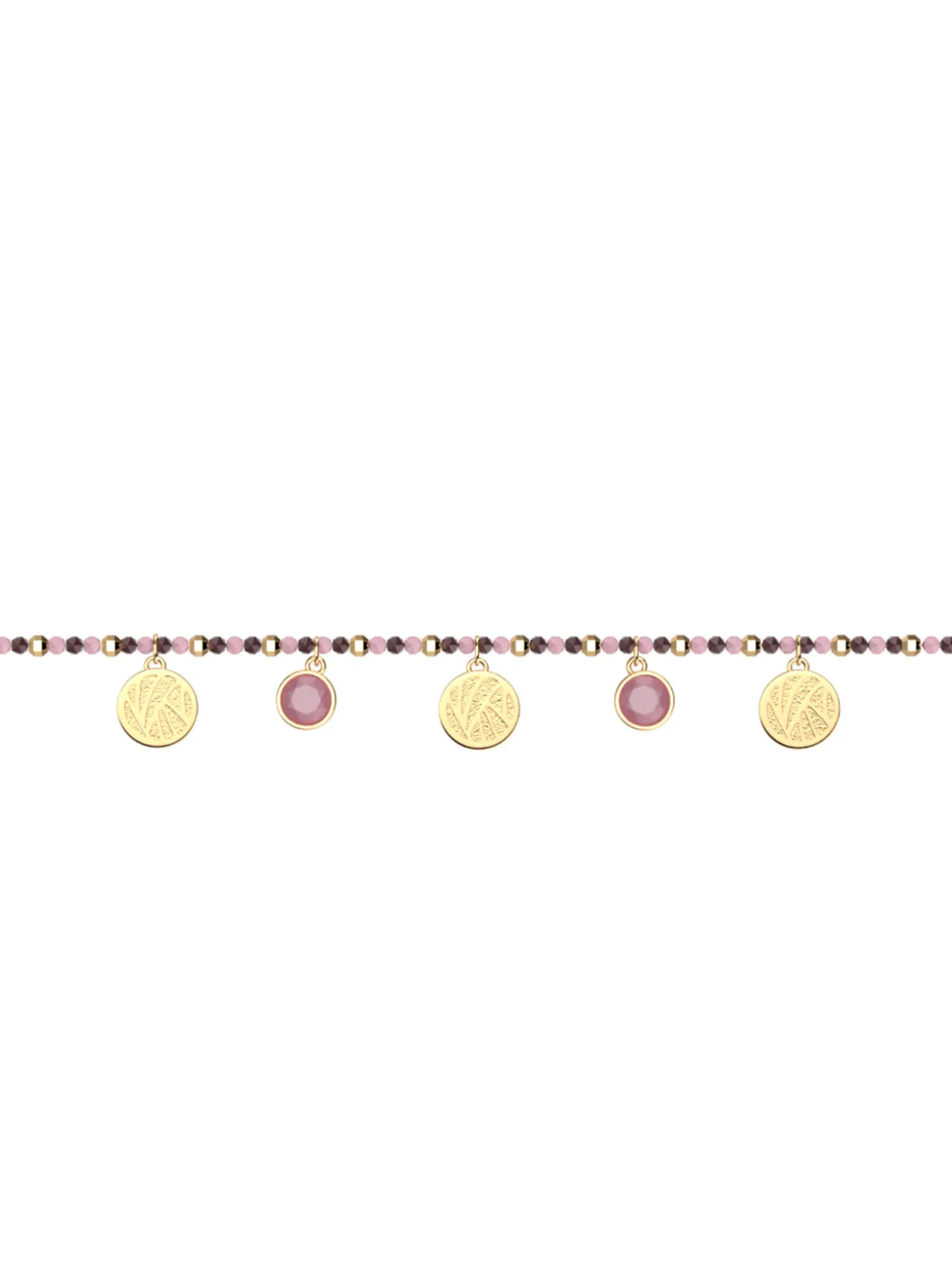 Bracelet Les Cadettes Eivissa_x005f_x000D_doré et perles roses
