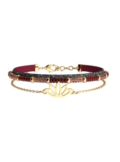 Bracelet Les Cadettes Lotus_x005f_x000D_framboise soft / pailletes multicolores