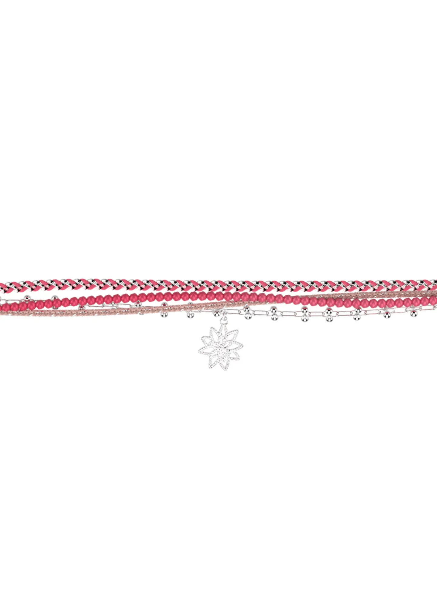 Bracelet Les Cadettes Mia argenté et rose_x005f_x000D_laiton argenté perles roses