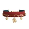 Bracelet Les Cadettes multirangs Nénuphar_x005f_x000D_cuir bleu pétrole et framboise