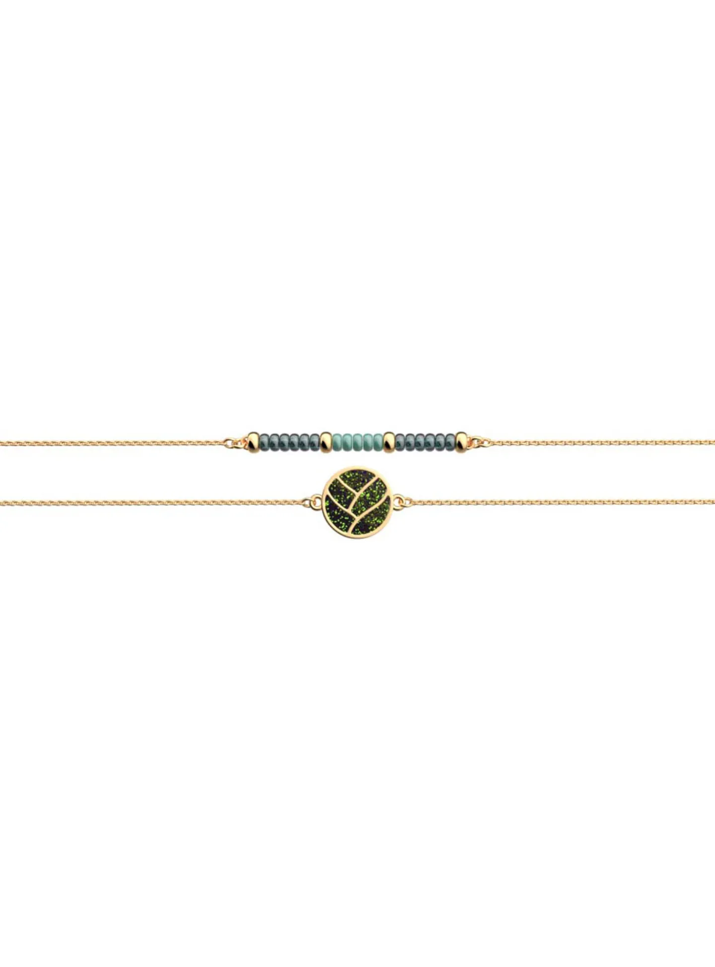 Bracelet Les Georgettes Tresse Iconic doré_x005f_x000D_Collection Les Cadettes vert violet et gris