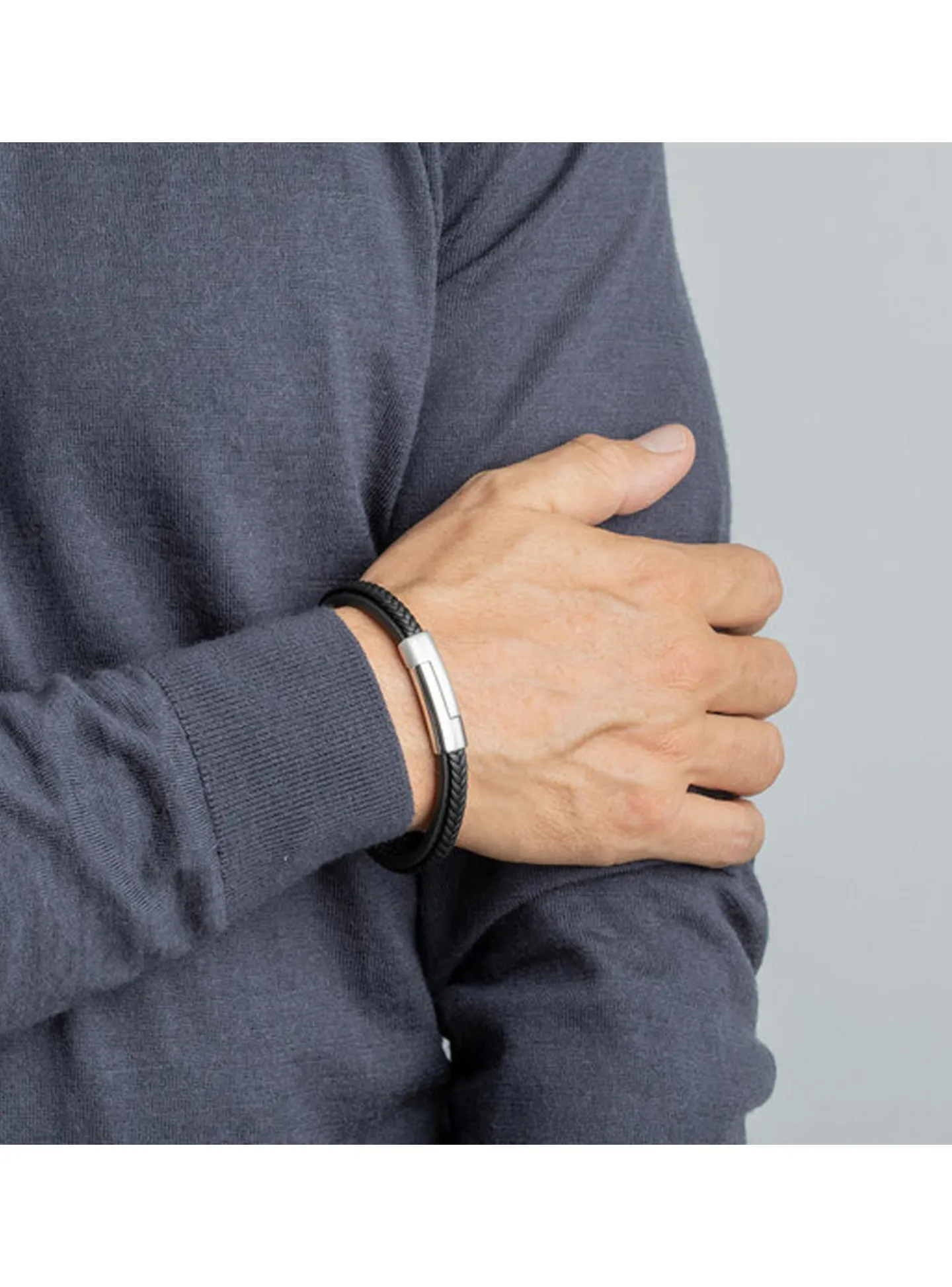 Bracelet Lotus homme acier cuir