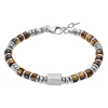 Bracelet Lotus Style acier perles marrons