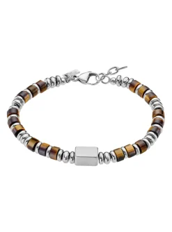 Bracelet Lotus Style acier perles marrons