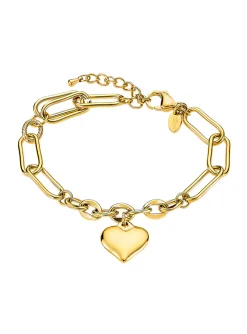 Bracelet Lotus Style acier doré pampille coeur
